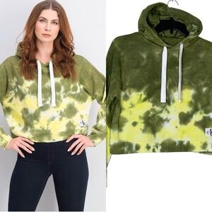 Calvin Klein green cropped tie dye sweatshirt. Size XS